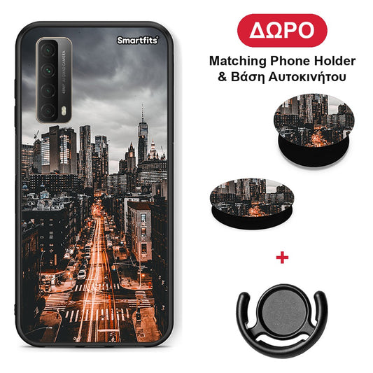 City Lights - Huawei P Smart 2021 θήκη + Δώρο Phone Holder & Βάση Αυτοκινήτου