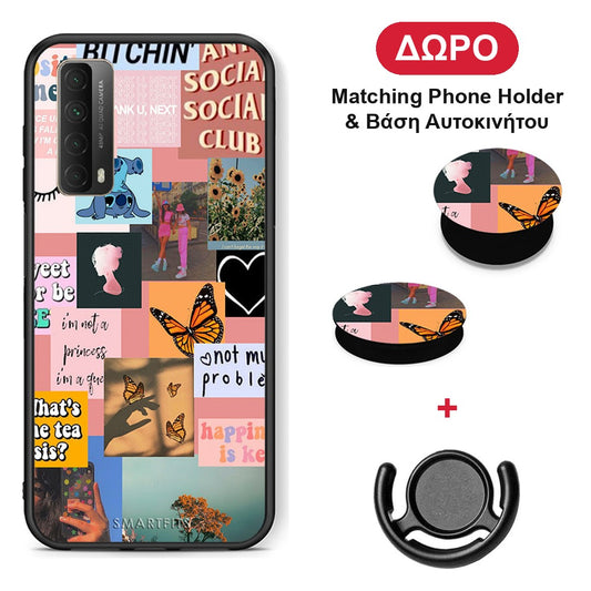 Collage Bitchin - Huawei P Smart 2021 θήκη + Δώρο Phone Holder & Βάση Αυτοκινήτου