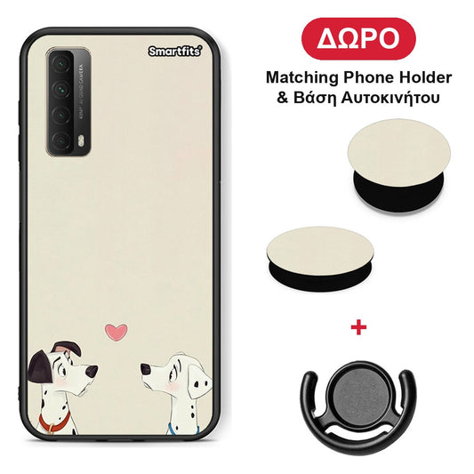Dalmatians Love - Huawei P Smart 2021 θήκη + Δώρο Phone Holder & Βάση Αυτοκινήτου