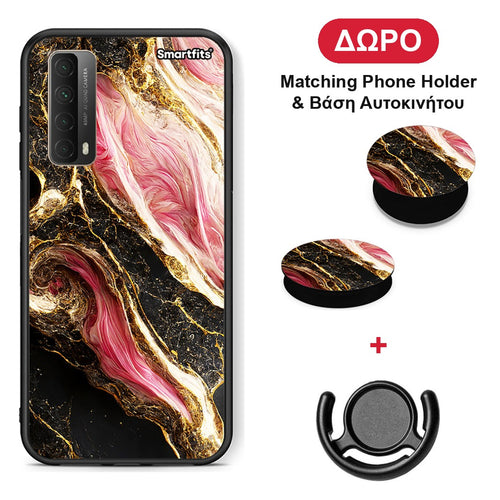 Glamorous Pink Marble - Huawei P Smart 2021 θήκη + Δώρο Phone Holder & Βάση Αυτοκινήτου