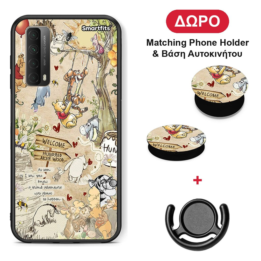 Happy Friends - Huawei P Smart 2021 θήκη + Δώρο Phone Holder & Βάση Αυτοκινήτου