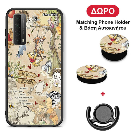 Happy Friends - Huawei P Smart 2021 θήκη + Δώρο Phone Holder & Βάση Αυτοκινήτου