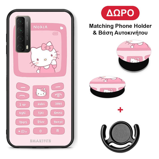 Hello Kitten - Huawei P Smart 2021 θήκη + Δώρο Phone Holder & Βάση Αυτοκινήτου