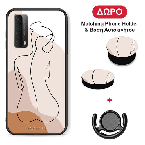 LineArt Woman - Huawei P Smart 2021 θήκη + Δώρο Phone Holder & Βάση Αυτοκινήτου