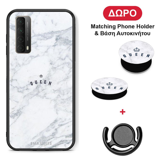 Marble Queen - Huawei P Smart 2021 θήκη + Δώρο Phone Holder & Βάση Αυτοκινήτου