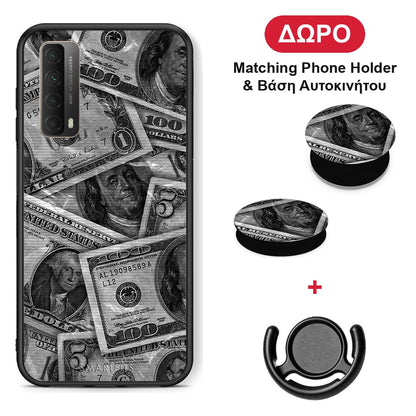 Money Dollars - Huawei P Smart 2021 θήκη + Δώρο Phone Holder & Βάση Αυτοκινήτου