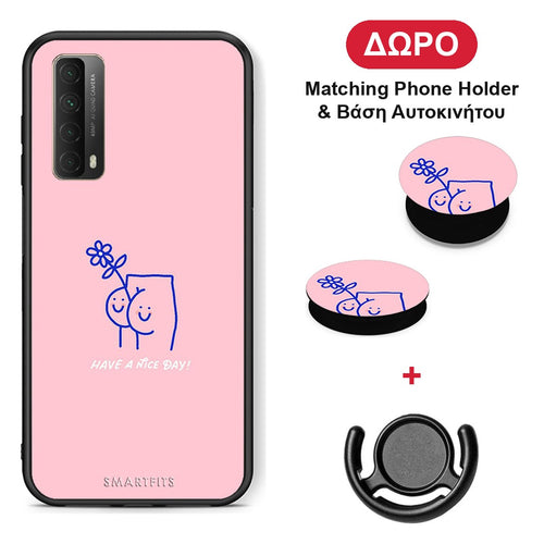 Nice Day - Huawei P Smart 2021 θήκη + Δώρο Phone Holder & Βάση Αυτοκινήτου