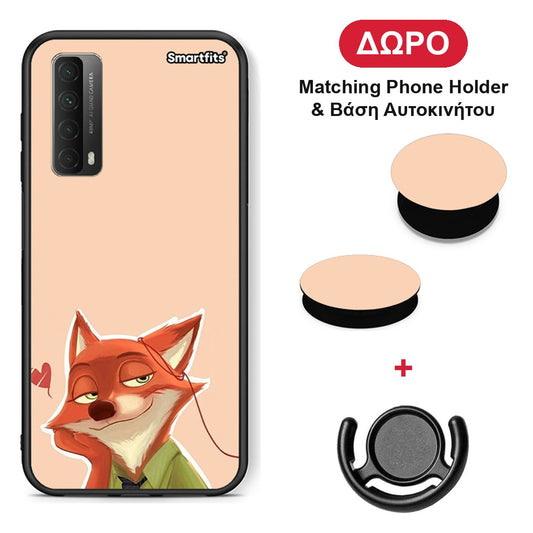 Nick Wilde And Judy Hopps Love 1 - Huawei P Smart 2021 θήκη + Δώρο Phone Holder & Βάση Αυτοκινήτου