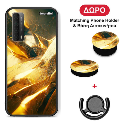 Real Gold - Huawei P Smart 2021 θήκη + Δώρο Phone Holder & Βάση Αυτοκινήτου