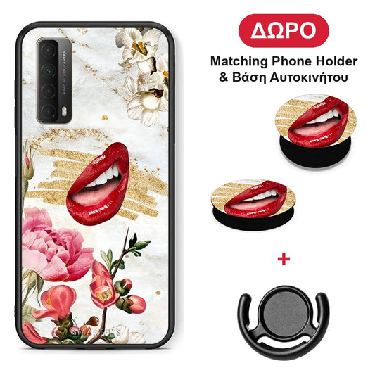 Red Lips - Huawei P Smart 2021 θήκη + Δώρο Phone Holder & Βάση Αυτοκινήτου