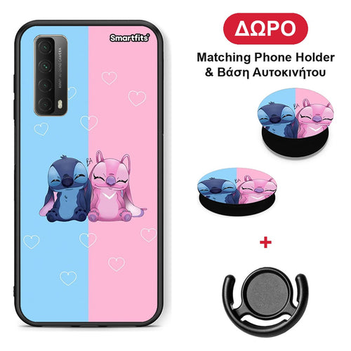 Stitch And Angel - Huawei P Smart 2021 θήκη + Δώρο Phone Holder & Βάση Αυτοκινήτου
