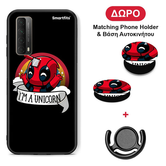 Unicorn Deadpool - Huawei P Smart 2021 θήκη + Δώρο Phone Holder & Βάση Αυτοκινήτου