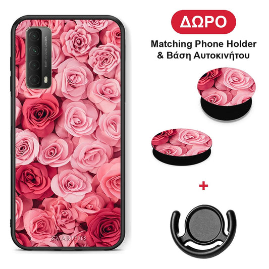 Valentine RoseGarden - Huawei P Smart 2021 θήκη + Δώρο Phone Holder & Βάση Αυτοκινήτου