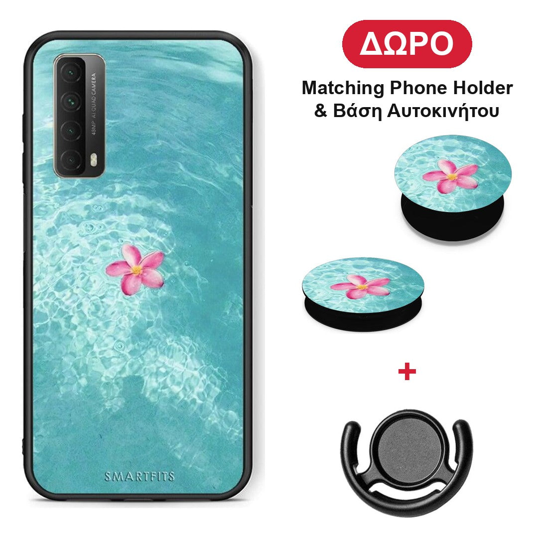 Water Flower - Huawei P Smart 2021 θήκη + Δώρο Phone Holder & Βάση Αυτοκινήτου