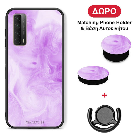 Watercolor Lavender - Huawei P Smart 2021 θήκη + Δώρο Phone Holder & Βάση Αυτοκινήτου