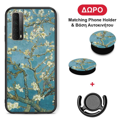 White Blossoms - Huawei P Smart 2021 θήκη + Δώρο Phone Holder & Βάση Αυτοκινήτου