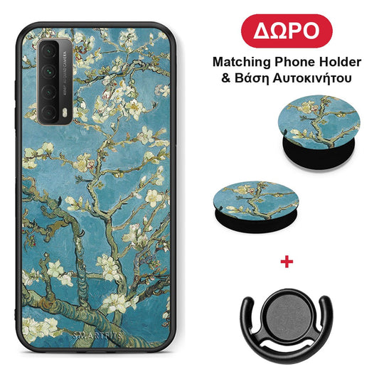 White Blossoms - Huawei P Smart 2021 θήκη + Δώρο Phone Holder & Βάση Αυτοκινήτου