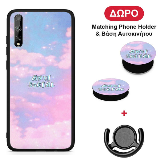 Anti Social - Huawei P Smart S θήκη + Δώρο Phone Holder & Βάση Αυτοκινήτου