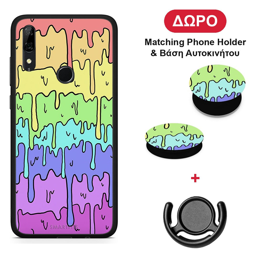 Melting Rainbow - Huawei P Smart Z θήκη + Δώρο Phone Holder & Βάση Αυτοκινήτου