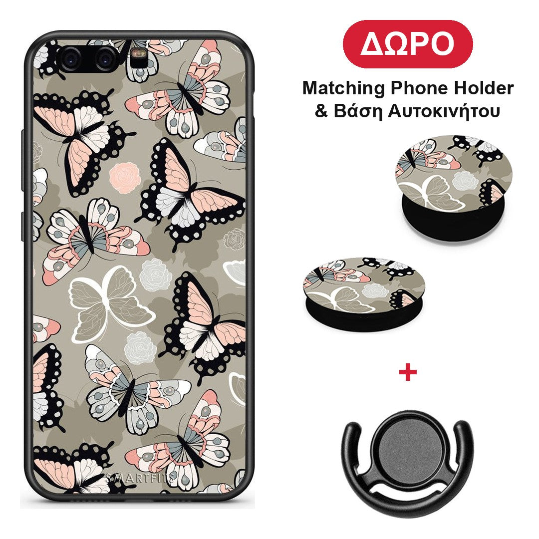 Boho Butterflies - Huawei P10 θήκη + Δώρο Phone Holder & Βάση Αυτοκινήτου