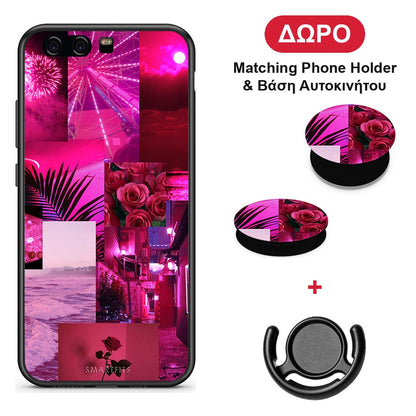 Collage Red Roses - Huawei P10 θήκη + Δώρο Phone Holder & Βάση Αυτοκινήτου