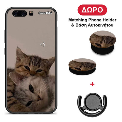 Cats In Love - Huawei P10 Lite θήκη + Δώρο Phone Holder & Βάση Αυτοκινήτου