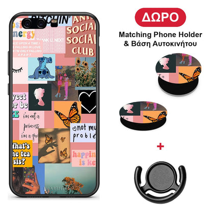 Collage Bitchin - Huawei P10 Lite θήκη + Δώρο Phone Holder & Βάση Αυτοκινήτου
