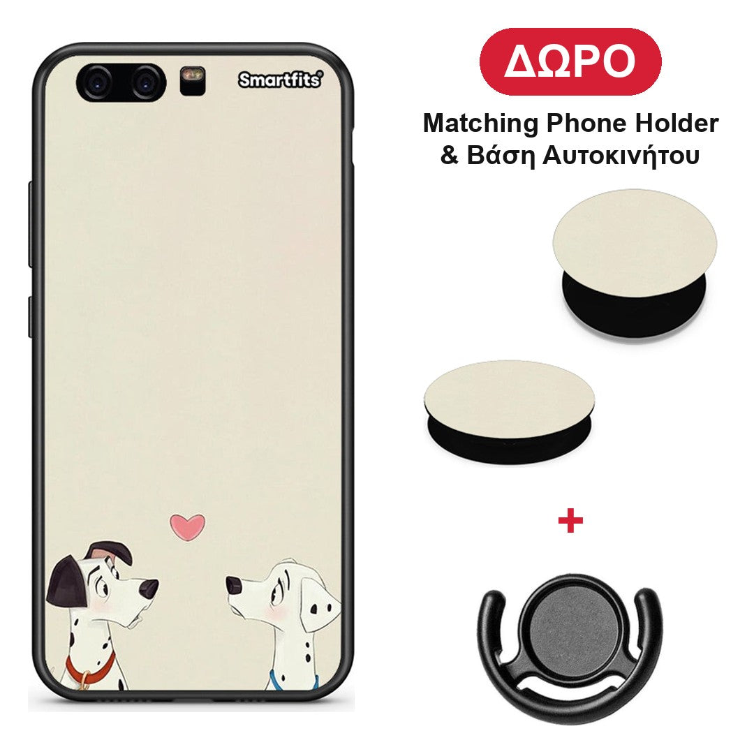 Dalmatians Love - Huawei P10 Lite θήκη + Δώρο Phone Holder & Βάση Αυτοκινήτου