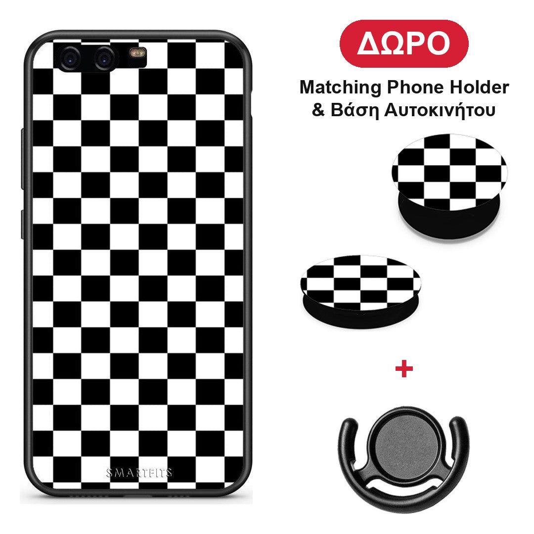 Geometric Squares - Huawei P10 Lite θήκη + Δώρο Phone Holder & Βάση Αυτοκινήτου