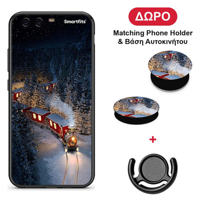 Xmas Train - Huawei P10 Lite θήκη + Δώρο Phone Holder & Βάση Αυτοκινήτου