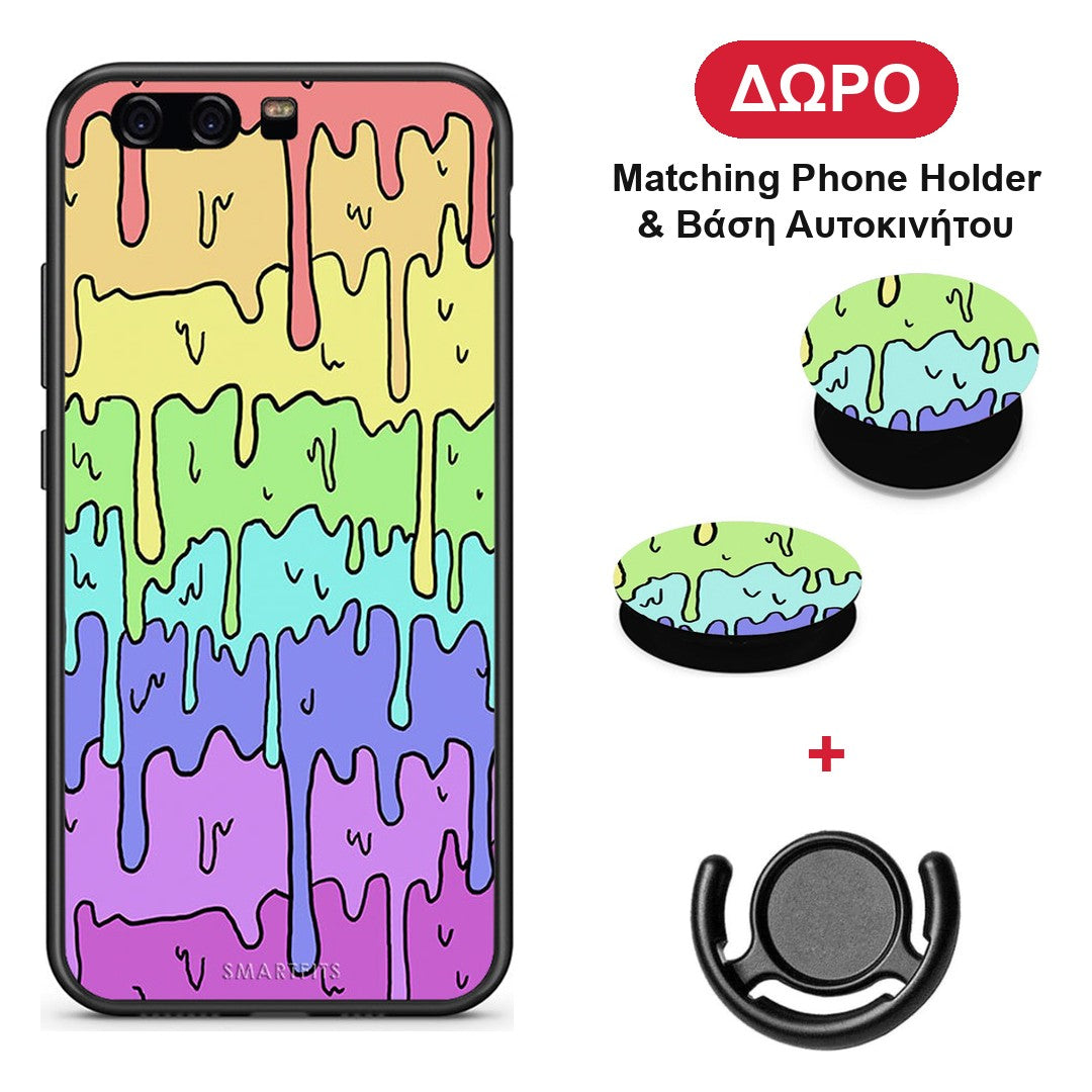 Melting Rainbow - Huawei P10 θήκη + Δώρο Phone Holder & Βάση Αυτοκινήτου
