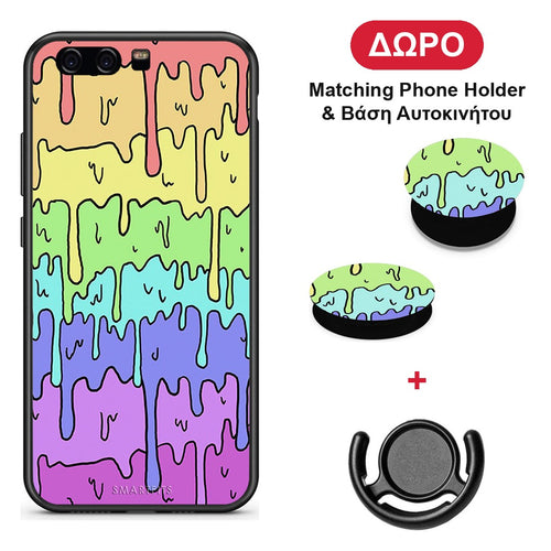 Melting Rainbow - Huawei P10 θήκη + Δώρο Phone Holder & Βάση Αυτοκινήτου
