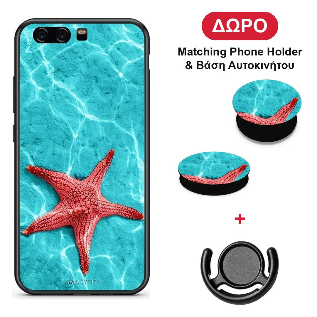 Red Starfish - Huawei P10 θήκη + Δώρο Phone Holder & Βάση Αυτοκινήτου