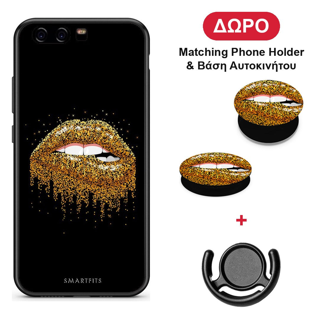 Valentine Golden - Huawei P10 θήκη + Δώρο Phone Holder & Βάση Αυτοκινήτου