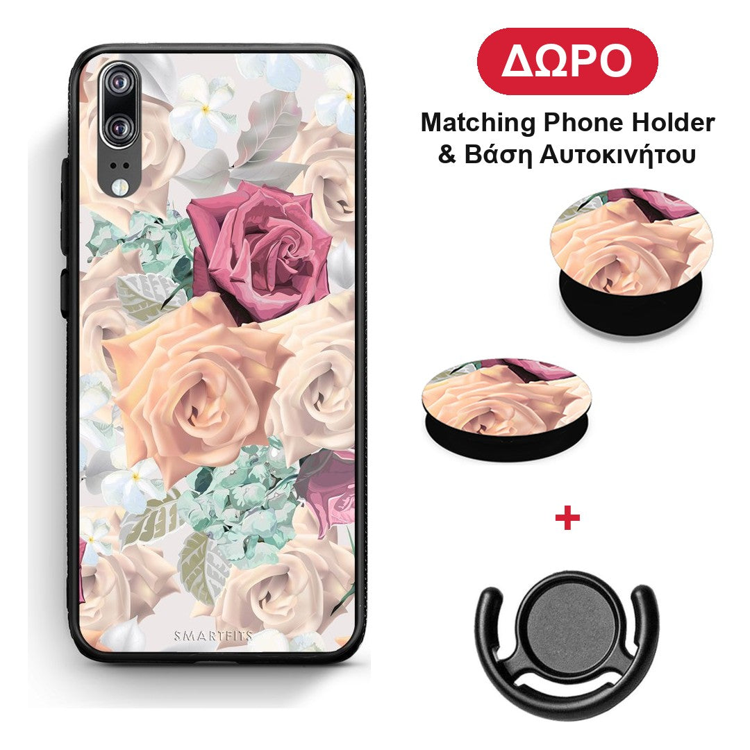 Floral Bouquet - Huawei P20 θήκη + Δώρο Phone Holder & Βάση Αυτοκινήτου