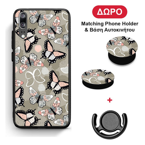 Boho Butterflies - Huawei P20 θήκη + Δώρο Phone Holder & Βάση Αυτοκινήτου