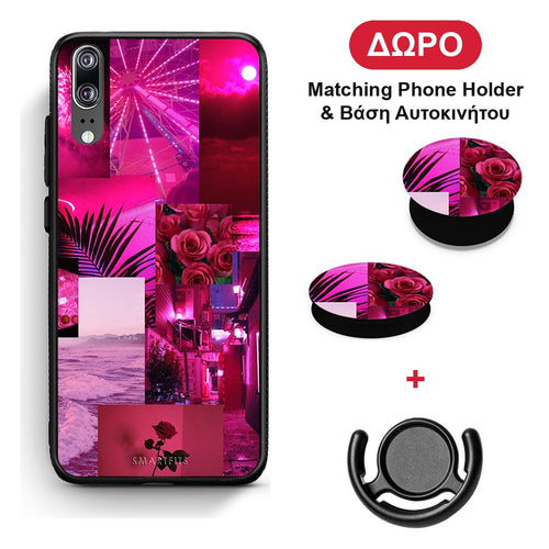 Collage Red Roses - Huawei P20 θήκη + Δώρο Phone Holder & Βάση Αυτοκινήτου