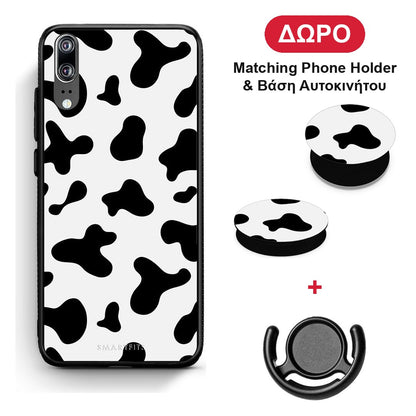Cow Print - Huawei P20 θήκη + Δώρο Phone Holder & Βάση Αυτοκινήτου