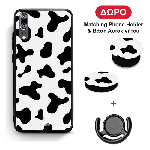 Cow Print - Huawei P20 θήκη + Δώρο Phone Holder & Βάση Αυτοκινήτου