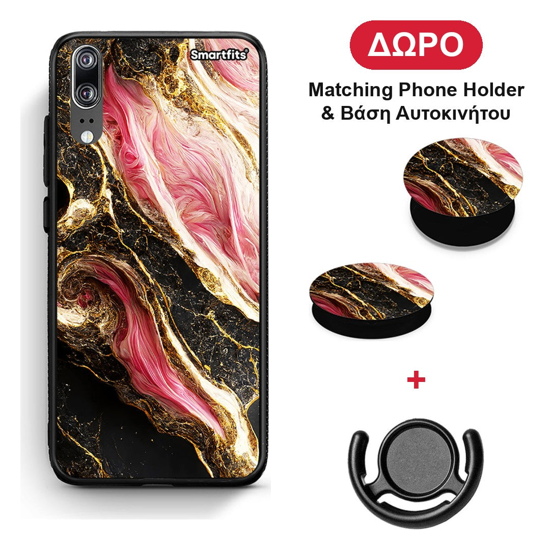 Glamorous Pink Marble - Huawei P20 θήκη + Δώρο Phone Holder & Βάση Αυτοκινήτου