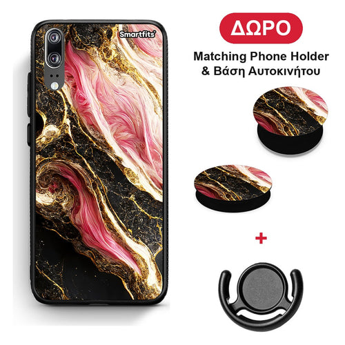 Glamorous Pink Marble - Huawei P20 θήκη + Δώρο Phone Holder & Βάση Αυτοκινήτου