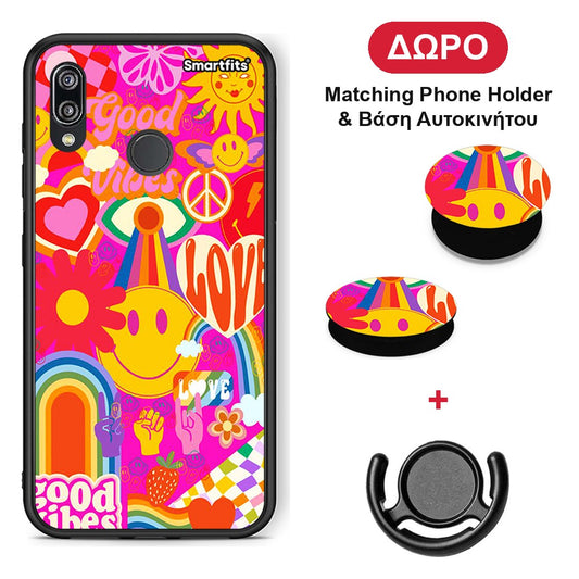 Hippie Love - Huawei P20 Lite θήκη + Δώρο Phone Holder & Βάση Αυτοκινήτου