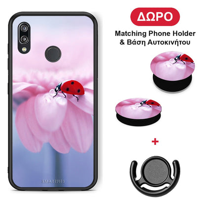 Ladybug Flower - Huawei P20 Lite θήκη + Δώρο Phone Holder & Βάση Αυτοκινήτου