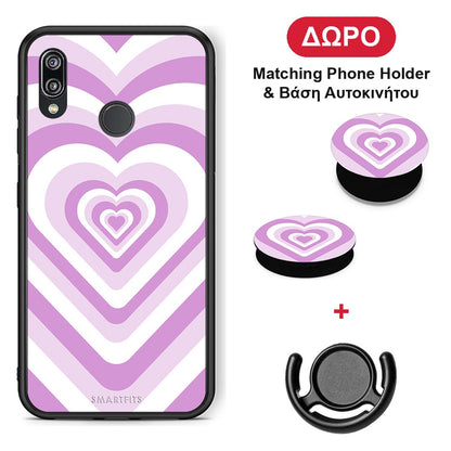 Lilac Hearts - Huawei P20 Lite θήκη + Δώρο Phone Holder & Βάση Αυτοκινήτου