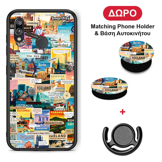Live To Travel - Huawei P20 Lite θήκη + Δώρο Phone Holder & Βάση Αυτοκινήτου