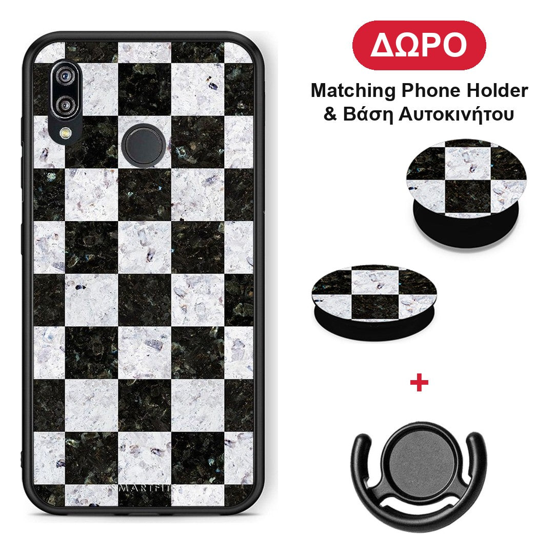 Marble Square Geometric - Huawei P20 Lite θήκη + Δώρο Phone Holder & Βάση Αυτοκινήτου