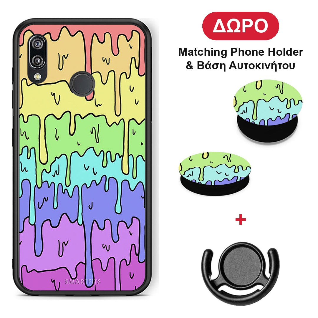 Melting Rainbow - Huawei P20 Lite θήκη + Δώρο Phone Holder & Βάση Αυτοκινήτου