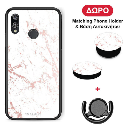Marble Pink Splash - Huawei P20 Lite θήκη + Δώρο Phone Holder & Βάση Αυτοκινήτου
