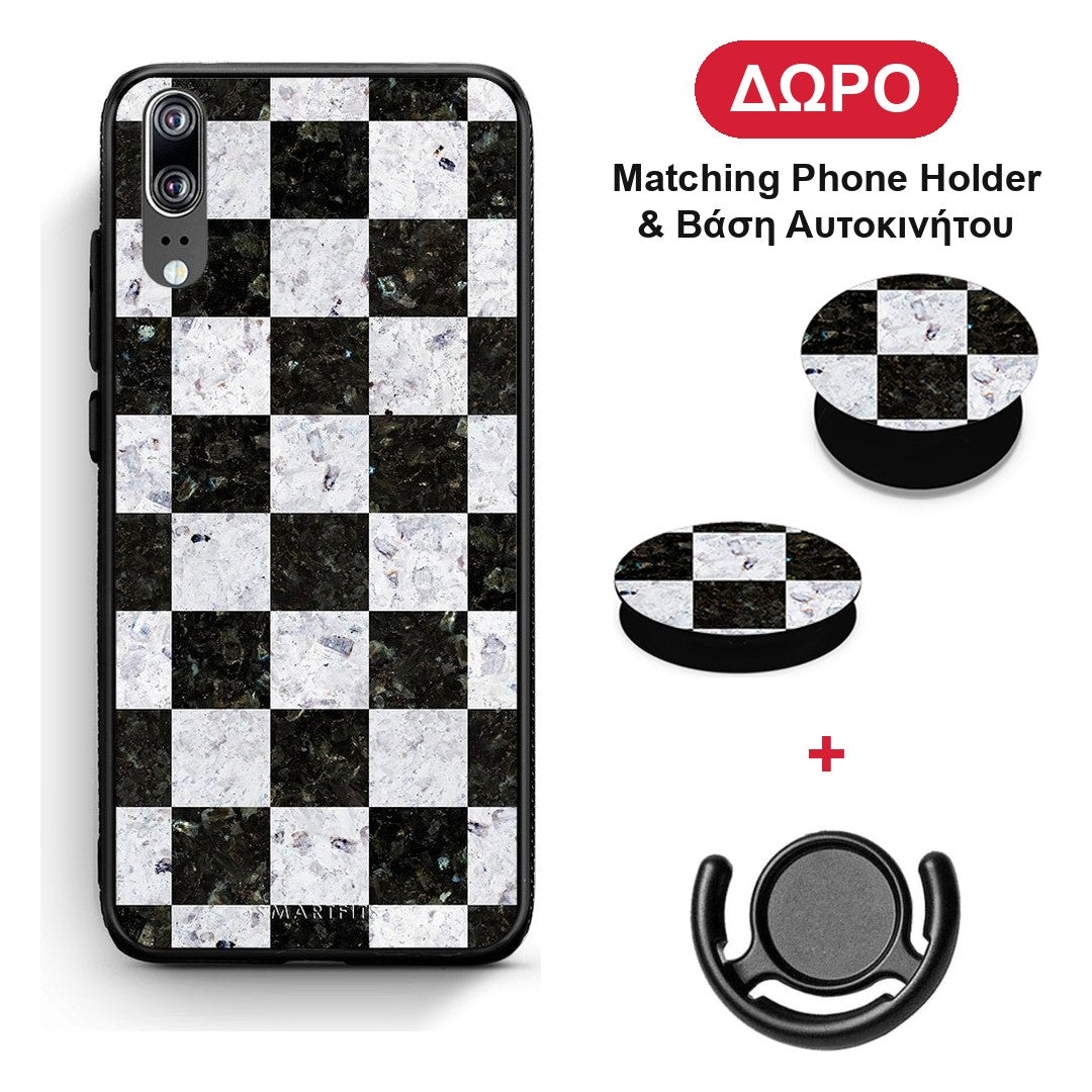 Marble Square Geometric - Huawei P20 θήκη + Δώρο Phone Holder & Βάση Αυτοκινήτου