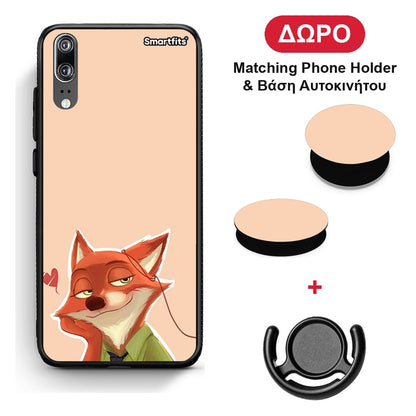 Nick Wilde And Judy Hopps Love 1 - Huawei P20 θήκη + Δώρο Phone Holder & Βάση Αυτοκινήτου